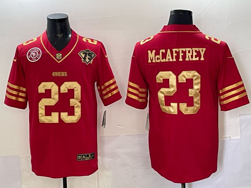 Men San Francisco 49ers #23 Mccafrey Red 75th Nike Limited NFL 2025 Jersey style 06